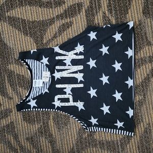 NWT- PINK Victoria's Secret, Tank Top, Stars/Strips, Navy Blue & White, Size M